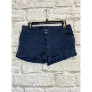 PAPAYA Womens Shorts Size LARGE Faded Blue Zipper Buttons Pockets Folded Cuffs